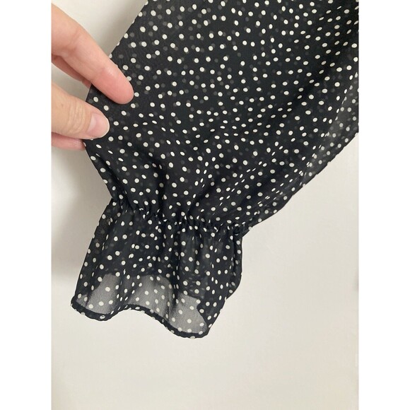 Vintage Express Floral Ruffle Front Blouse Black SMALL Peasant Boho - Picture 4 of 7